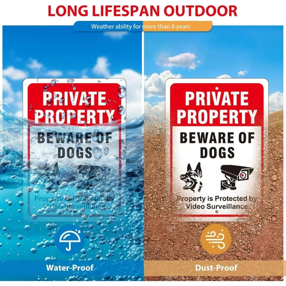 Private Sign - Beware of Dog & Surveillance