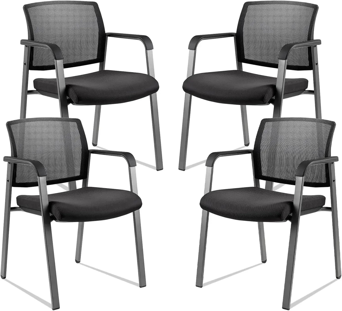 Mesh Back Stacking Arm Chairs Upholstered Fabric