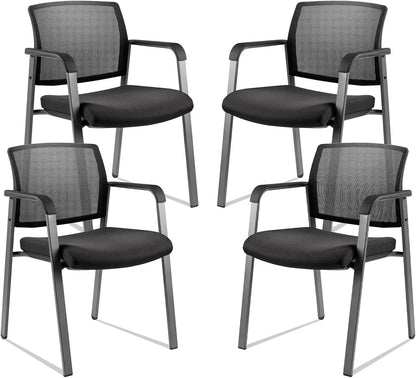 Mesh Back Stacking Arm Chairs Upholstered Fabric