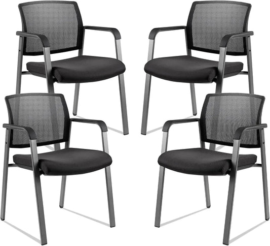 Mesh Back Stacking Arm Chairs Upholstered Fabric