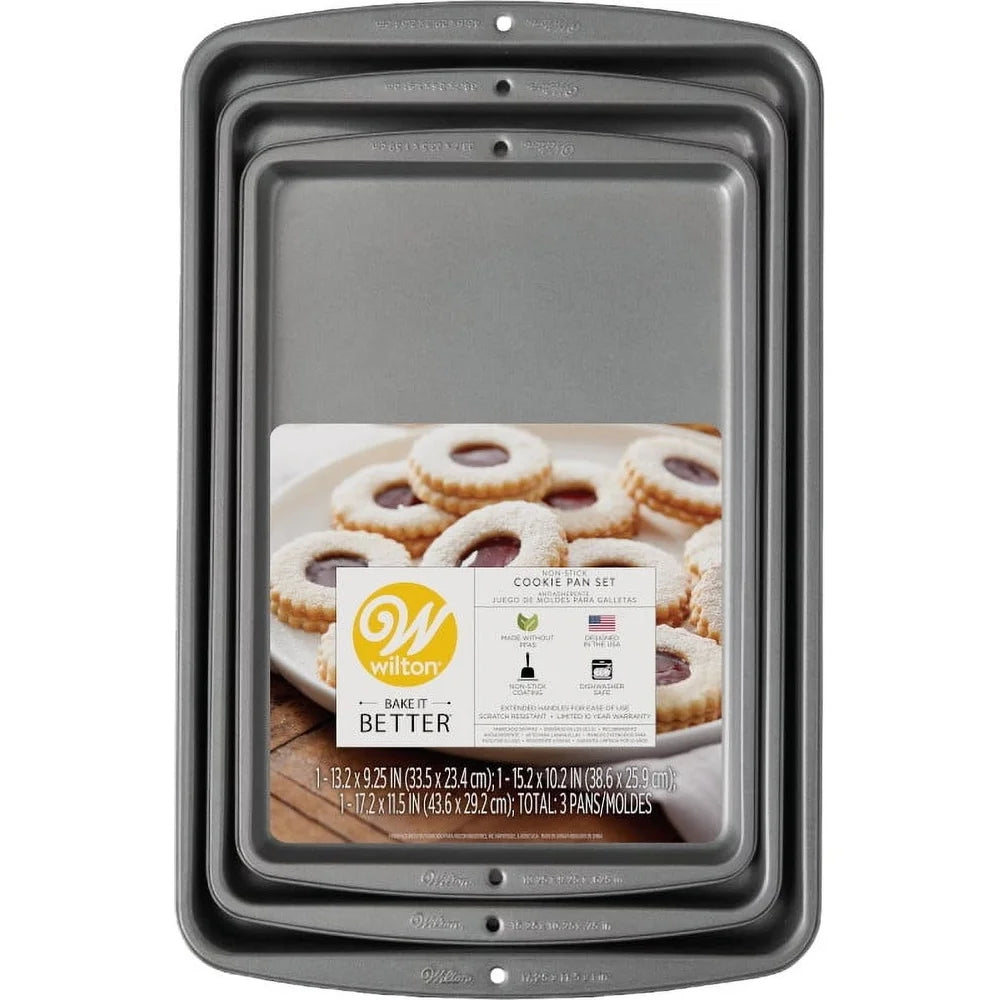 Non-Stick Cookie Sheet Pan Bakeware Set 3-Piece