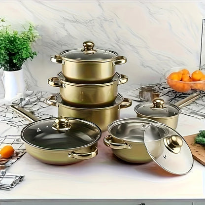 12-Pc Nonstick Fry Pan Set, Stainless Steel