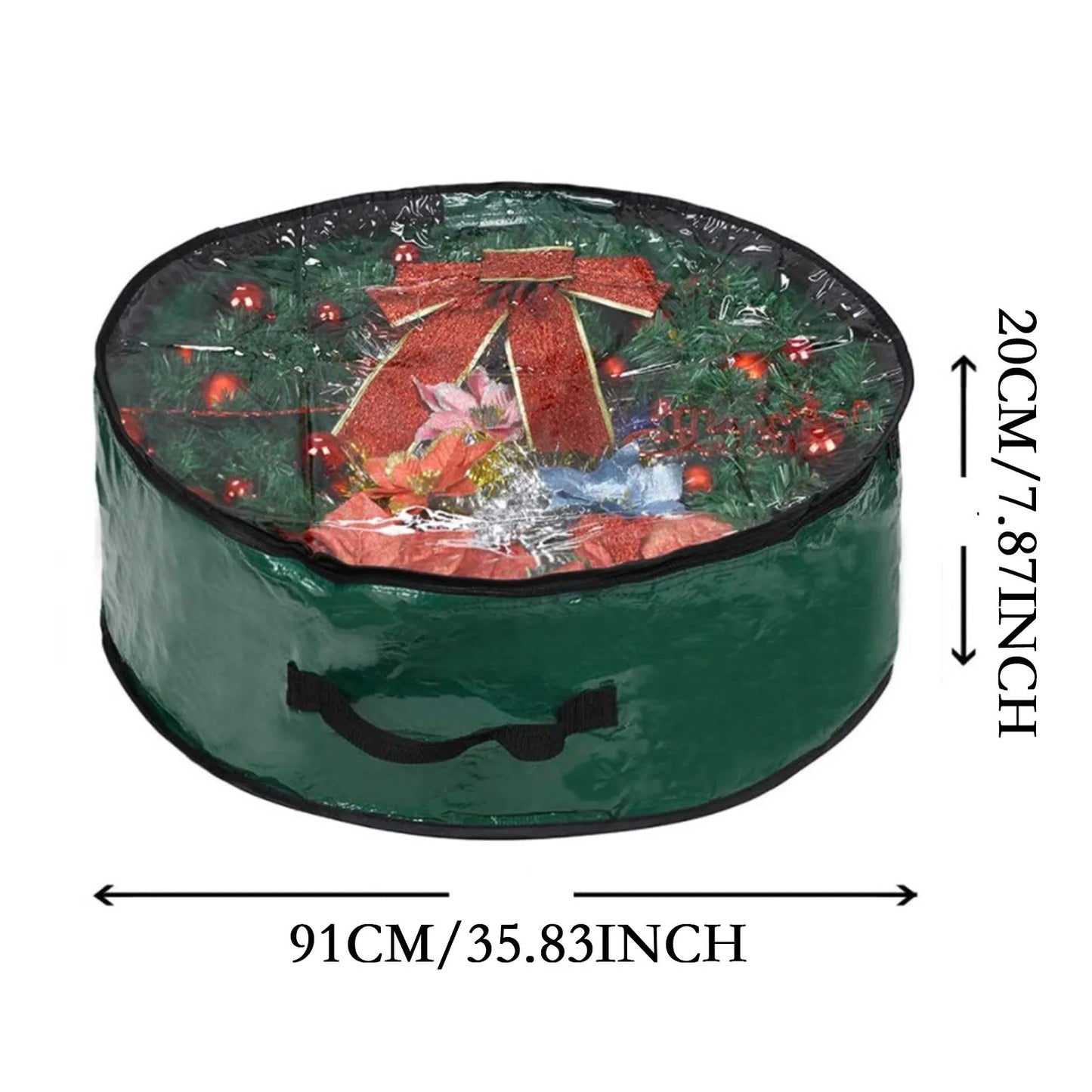 Christmas Wreath Storage Bag Thickened Handle, Zipper