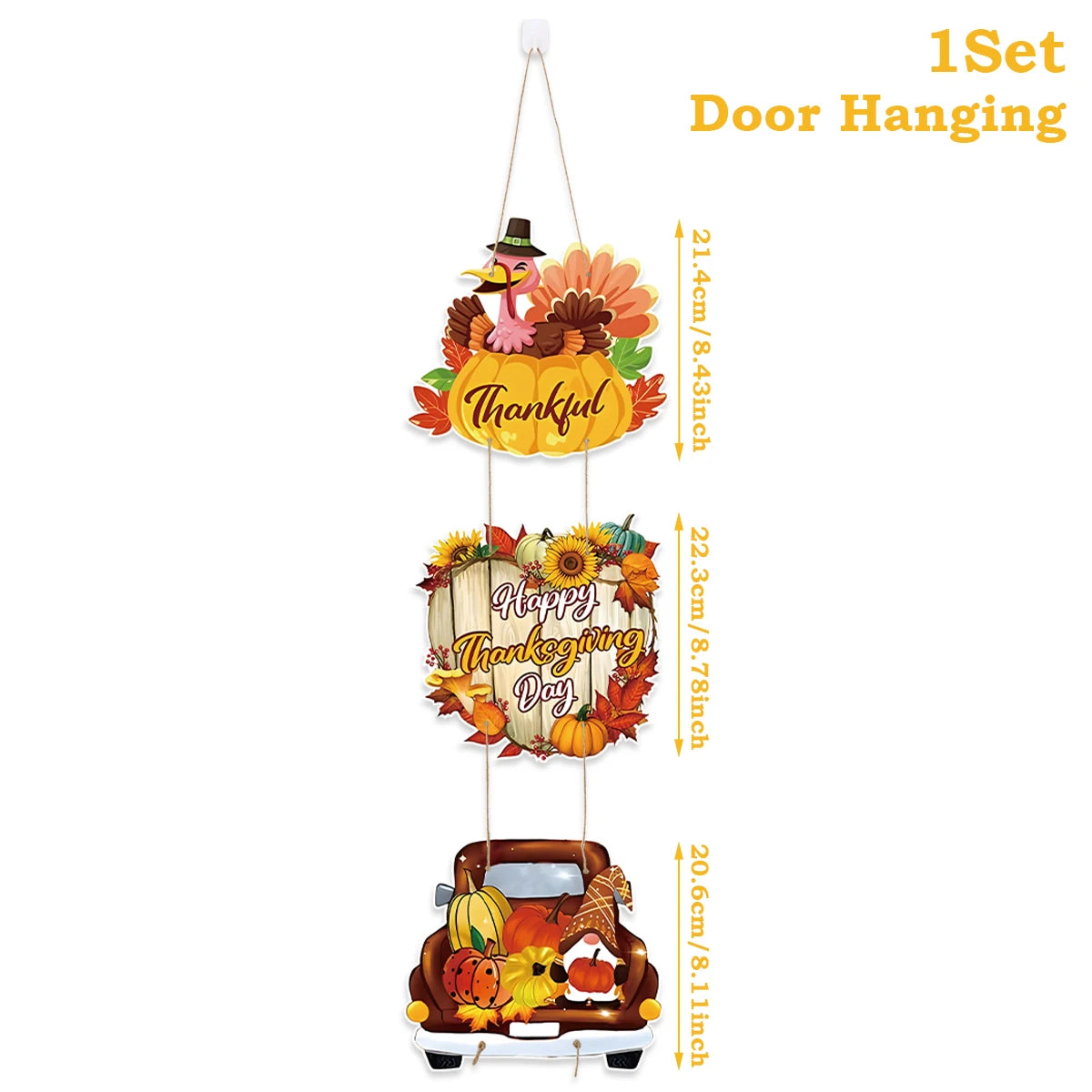 Happy Thanksgiving Day Door Banner Autumn Wreath