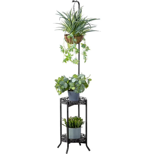 Popular 2-tier Hanging Plant Stand, Space-Saving