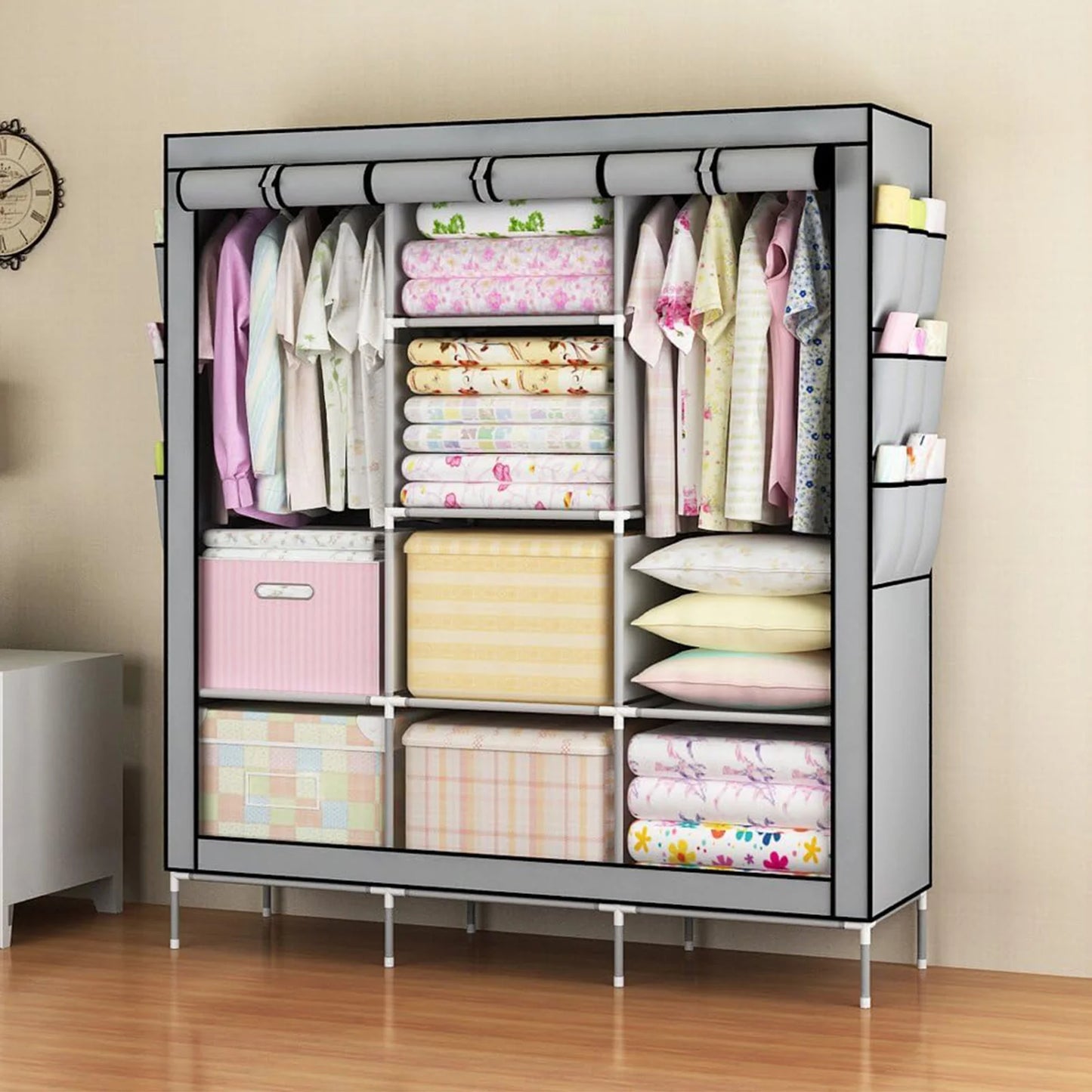 Portable Fabric Wardrobe Organizer Storage Rack