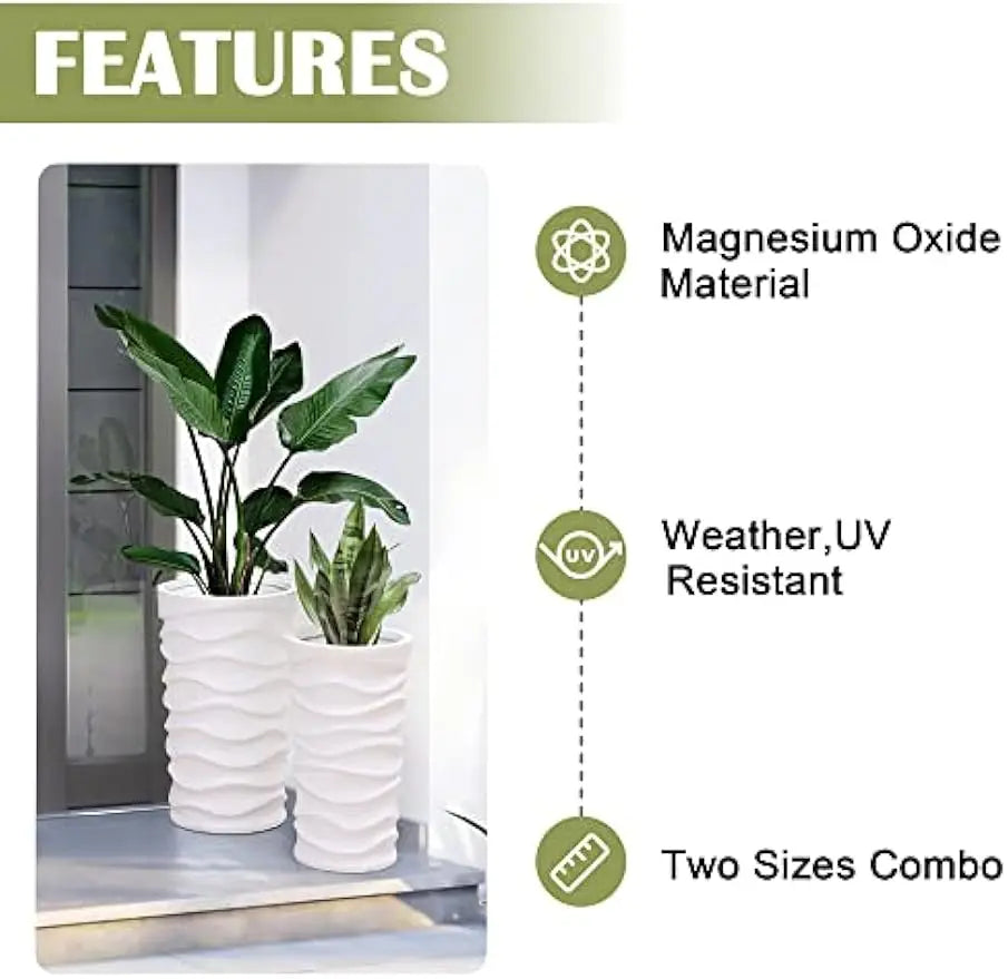 Tall Planters for Outdoor Plants, Set of 2