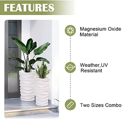 Tall Planters for Outdoor Plants, Set of 2