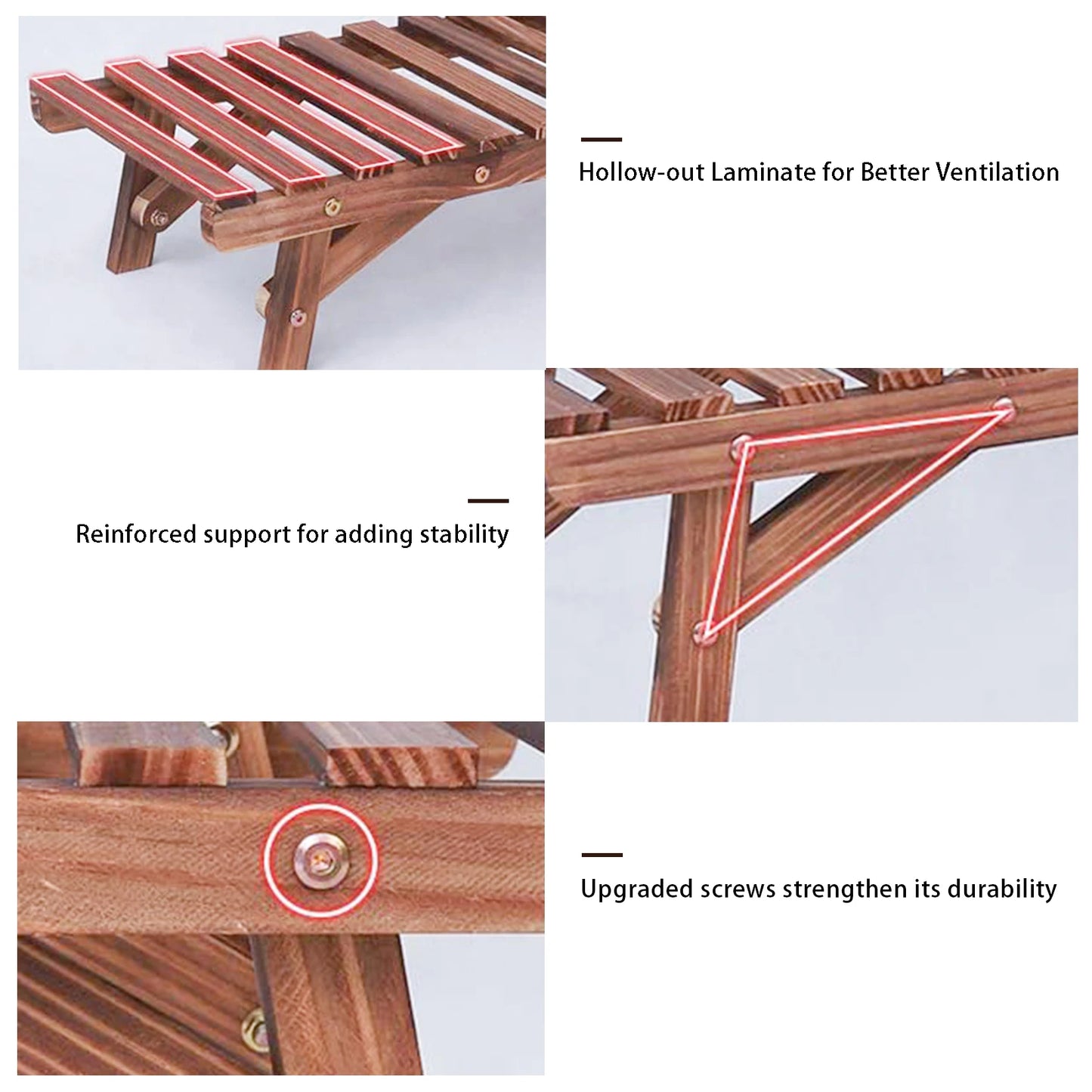 Large 3 Tier Wooden Step Ladder Stand