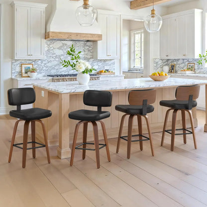 Set of 3 Counter Height Bar Stools with Wood Legs, 26"