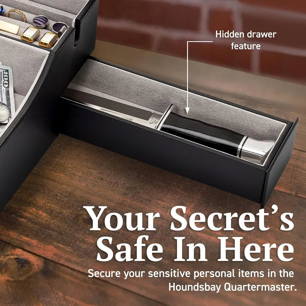 Large Leather Valet Box Organizer Charging Station