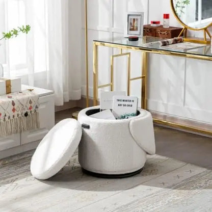 Modern Swivel Ottoman Vanity Chair, Upholstered