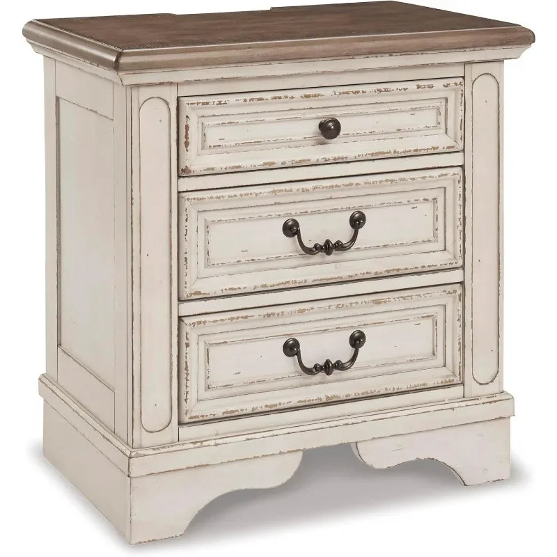 Country 3 Drawer Nightstand, USB Ports