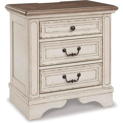 Country 3 Drawer Nightstand, USB Ports