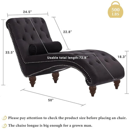 Tufted Velvet Chaise Lounge Chair Indoor & Pillow