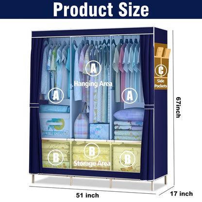 51" Dustproof Closet Wardrobe Organizer Multi-layer Rack