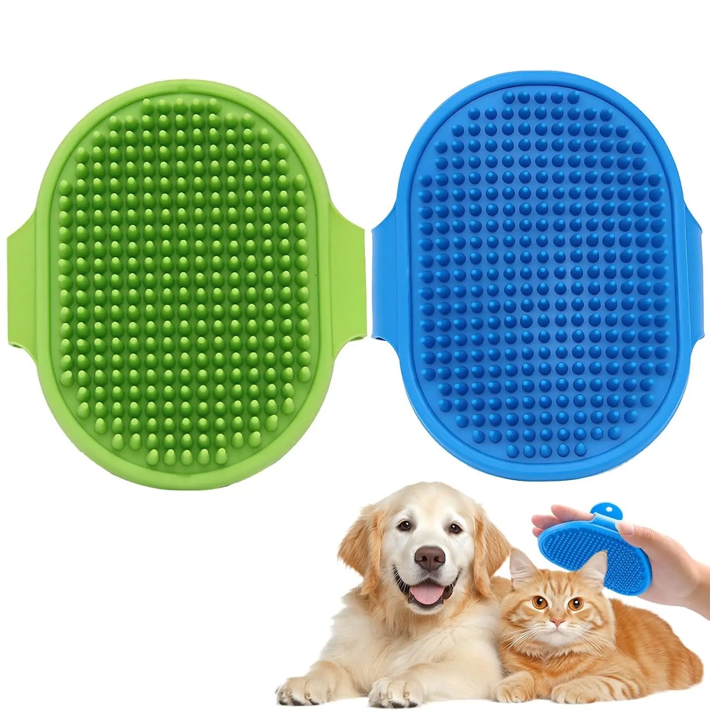 2-Pack Dog Bath Brush, Rubber Curry Brush