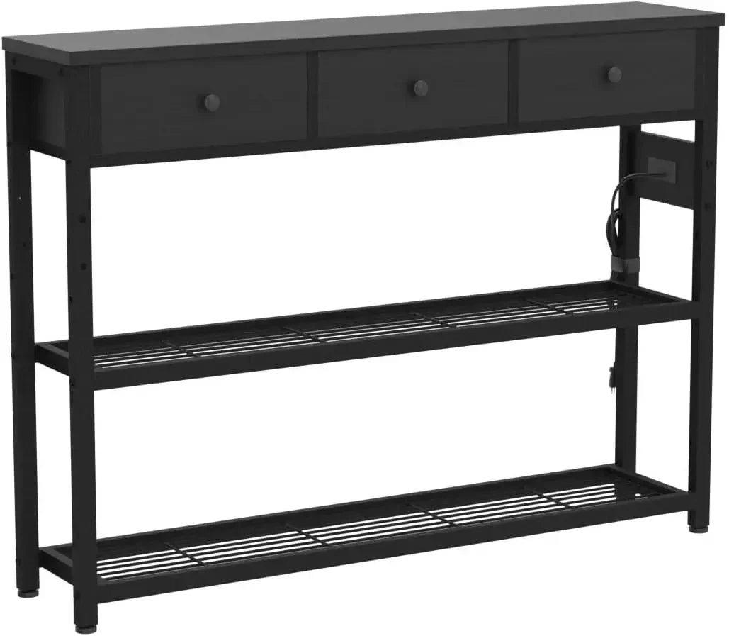 Console Table with Drawers, Outlets/USB Ports