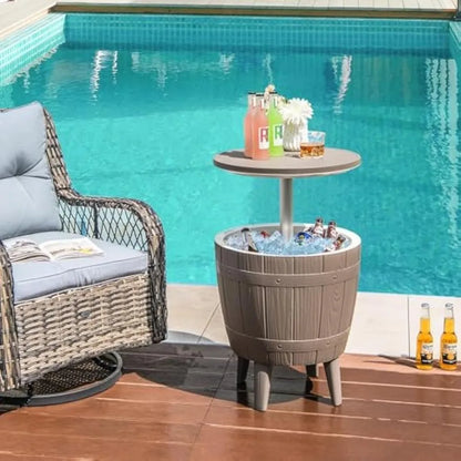 All-Weather Outdoor Cooler Patio Bar Side Table