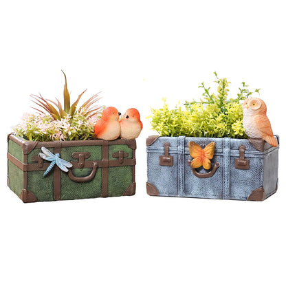 Vintage Luggage Resin Succulent Planter Retro Style