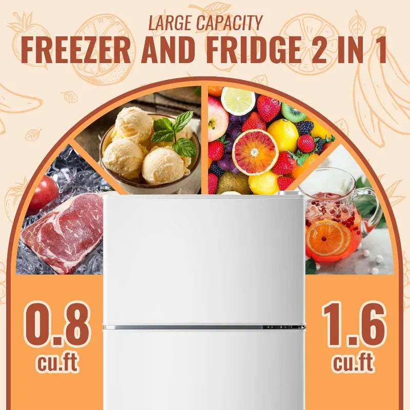 2.4 Cu.ft Mini Fridge Separate Freezer Adjustable