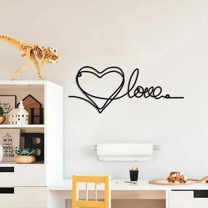 Sleek Iron Heart Wall Decor Love Line