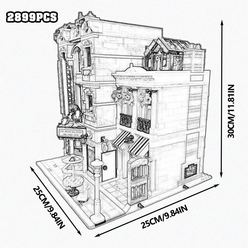 Downtown Street View House Model Building Blocks