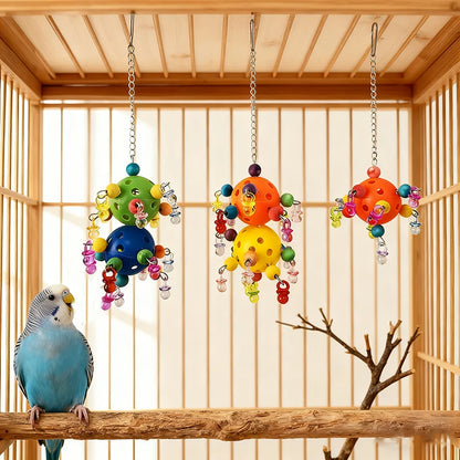 Bird Parrot Toy Colorful Bites Ball with Foraging Holes