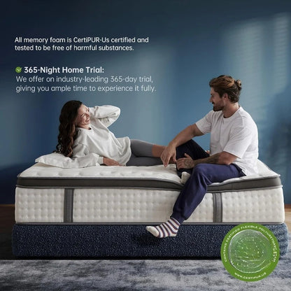 12" Queen Size Mattress, Hybrid In Box