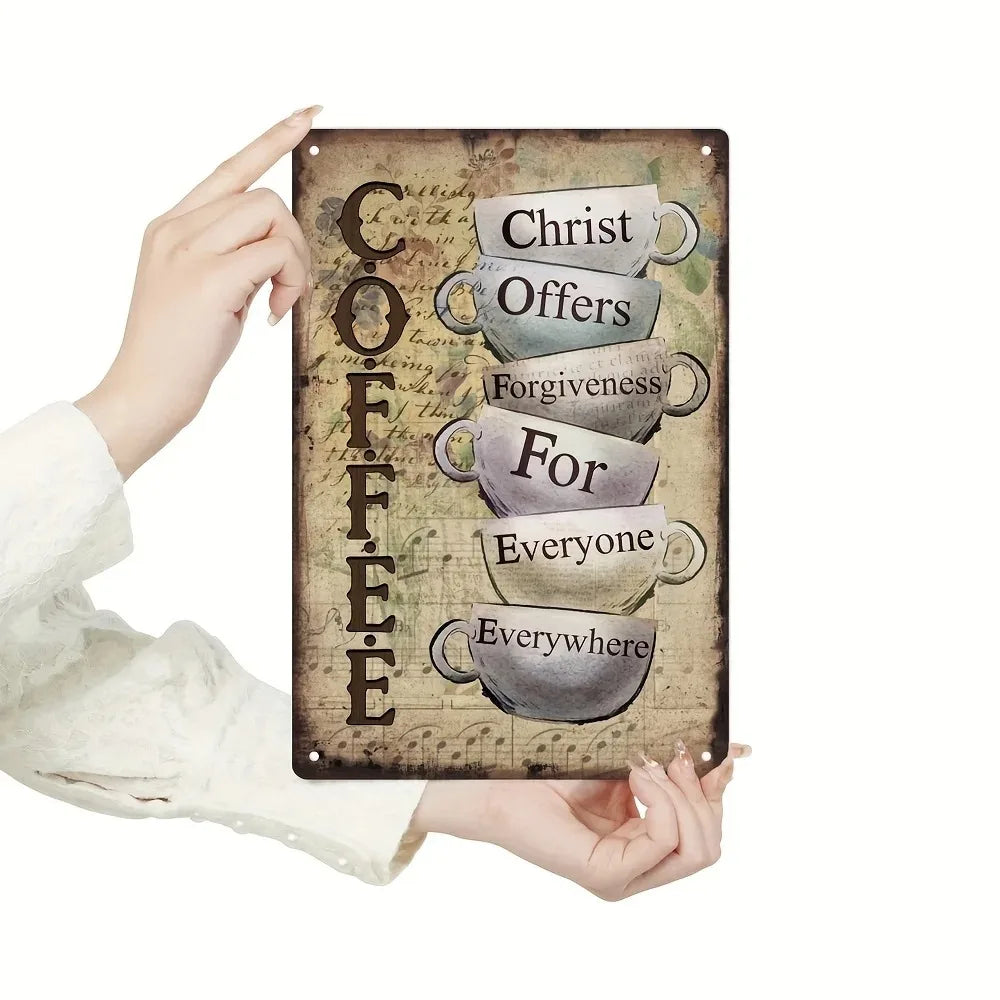 Tin Painting Vintage Coffee Metal Tin Art Sign