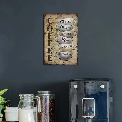 Tin Painting Vintage Coffee Metal Tin Art Sign