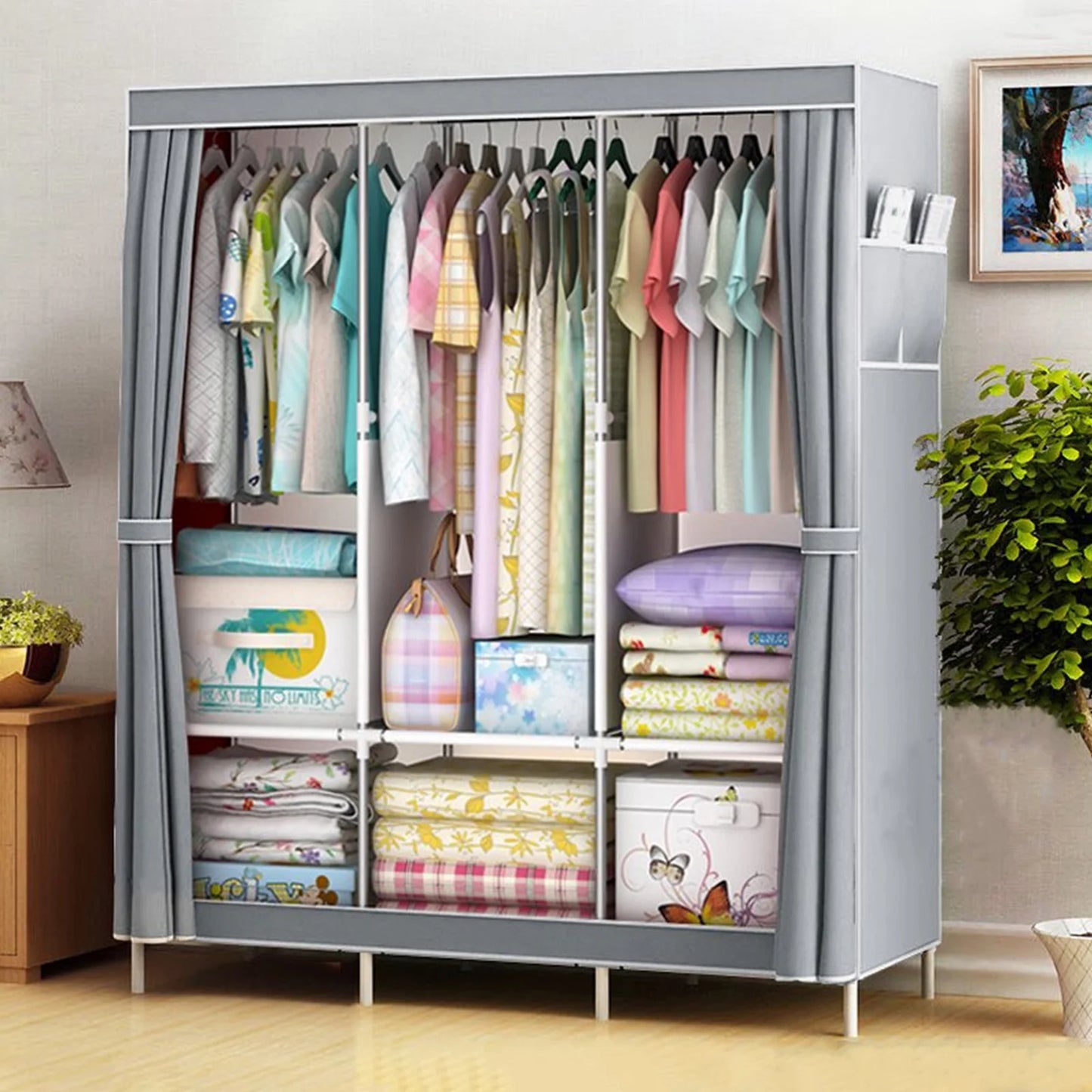 Portable Fabric Wardrobe Organizer Storage Rack