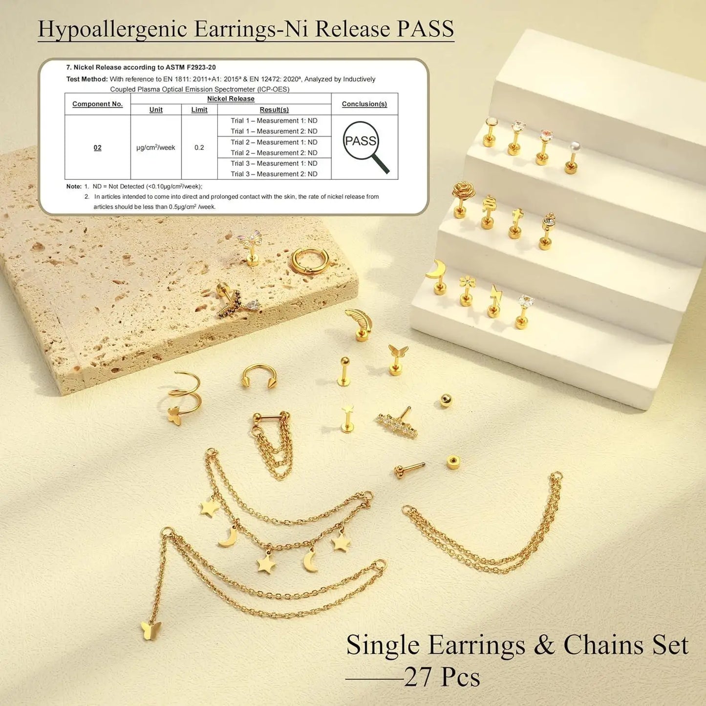 24Pcs Surgical Steel Flat Back Earrings