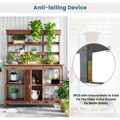 66” Large Outdoor Potting Table with Drawers