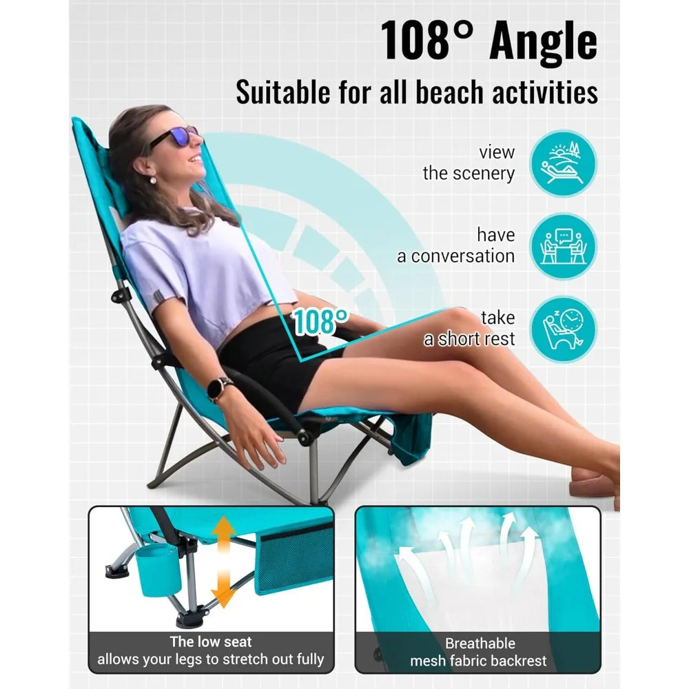 Low Beach Chairs, Portable Folding Chair Wide