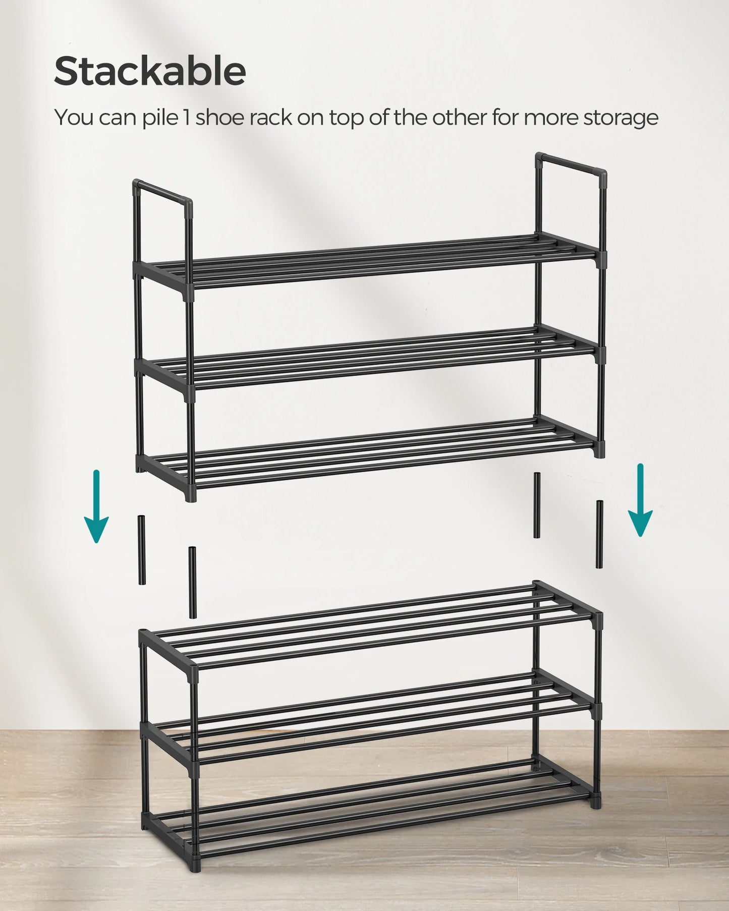3 Tier Shoe Organizer, Metal Shoe Shelf