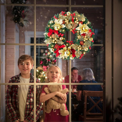 Pre-Lit Christmas Wreath, Battery Operated Christmas Wreath