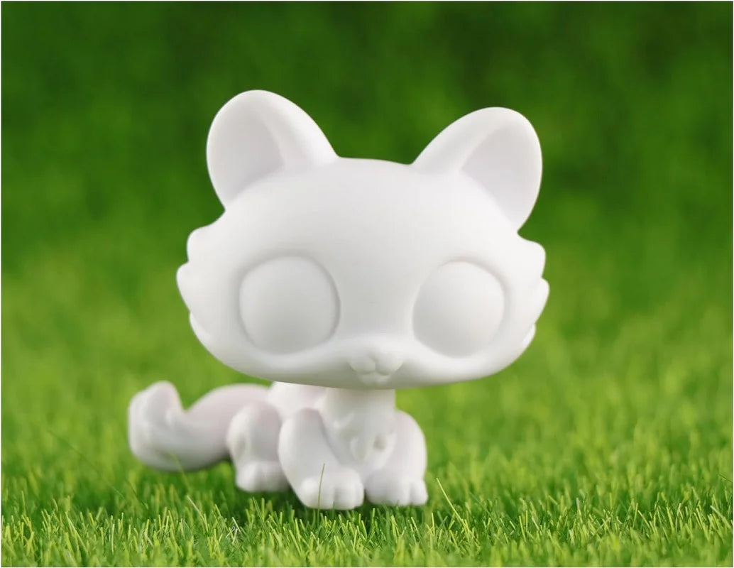 White Lovely Shorthair Cat, Collie and Husky Figurines