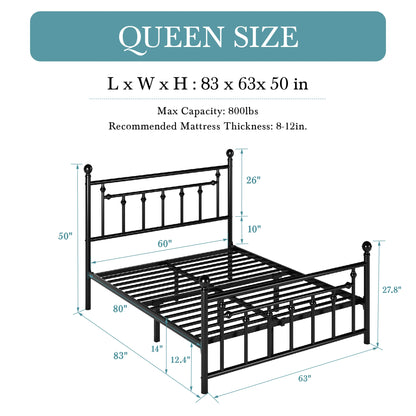 Iron-Art Victorian Style Metal Platform Bed Frame