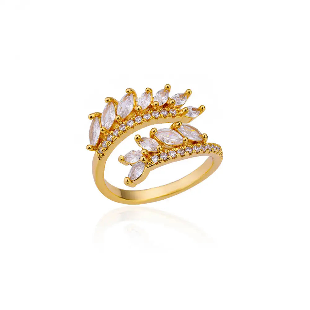 Green Rose Flower Stainless Steel Adjustable Ring