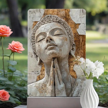 1PC Golden Leaf Buddha Aluminum Tin Sign