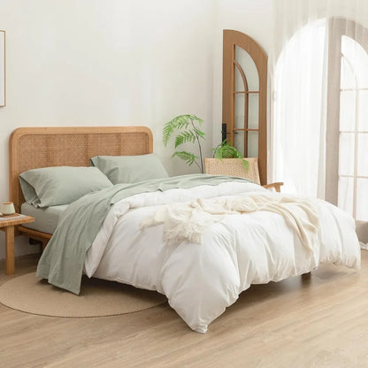 Sheet Set 100% Washed Cotton Linen Feel