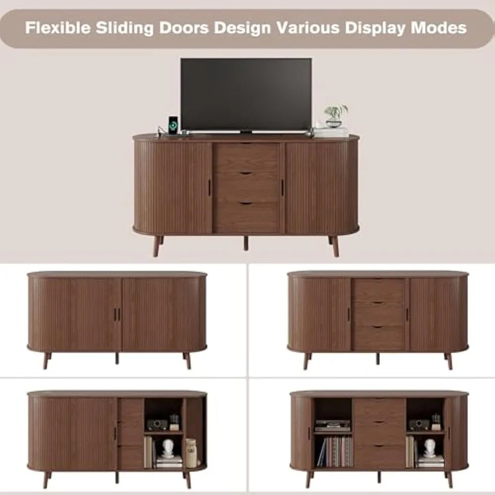 59" Mid Century Farmhouse Modern TV Stand