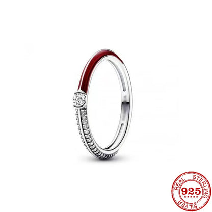 Silver Heart-shaped Classic Retro Rings Zircon