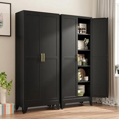 Metal Pantry Cabinet, 2 Doors, Adjustable Shelves
