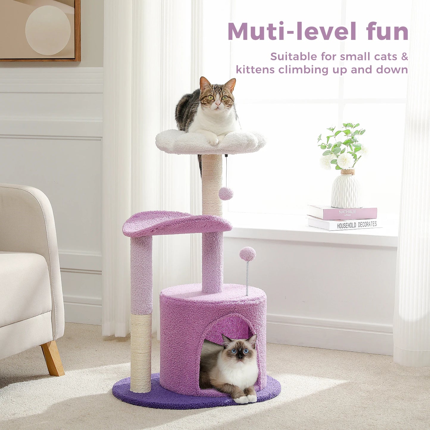 Small Flower Cat Tree for Indoor Cats