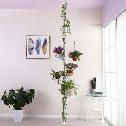5-Tier Adjustable Tension Rod Plant Holder Rack