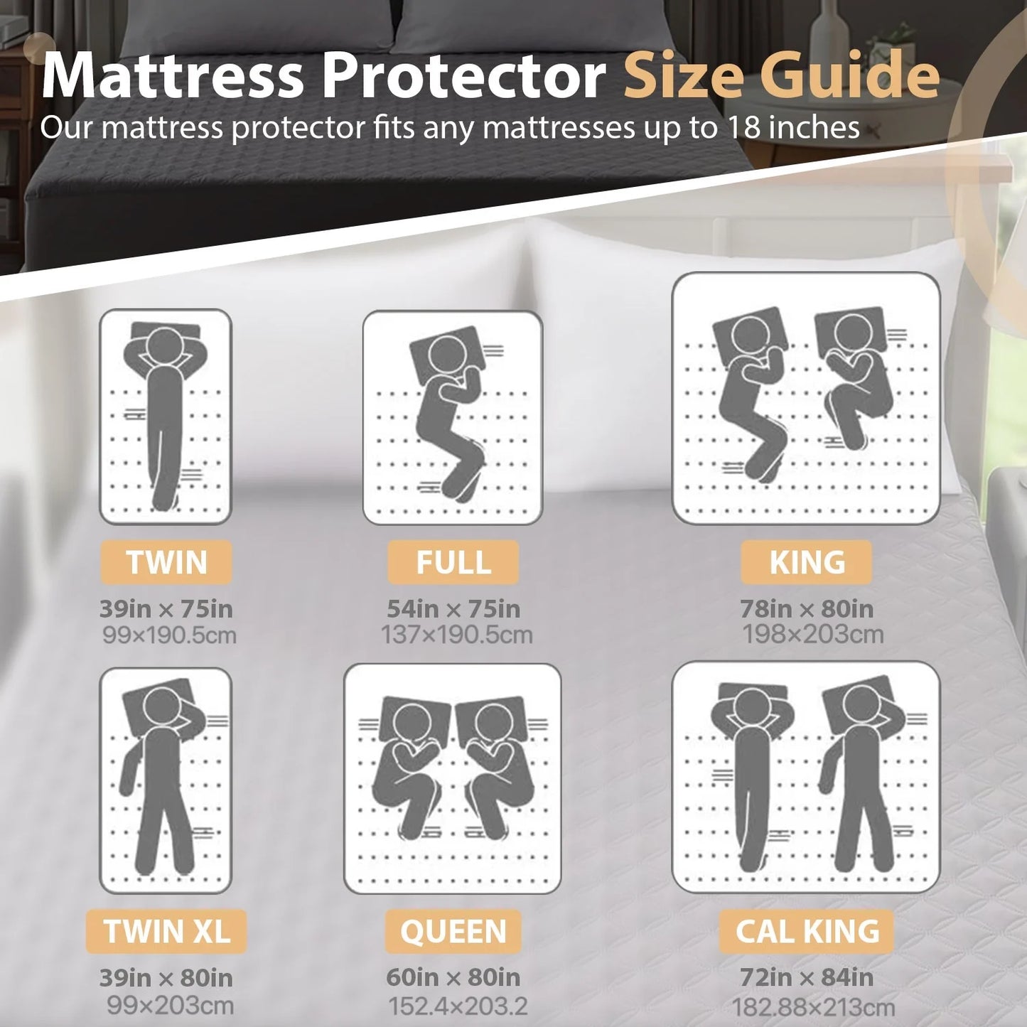 Soft Waterproof Mattress Protector, Noiseless Mattress Pad