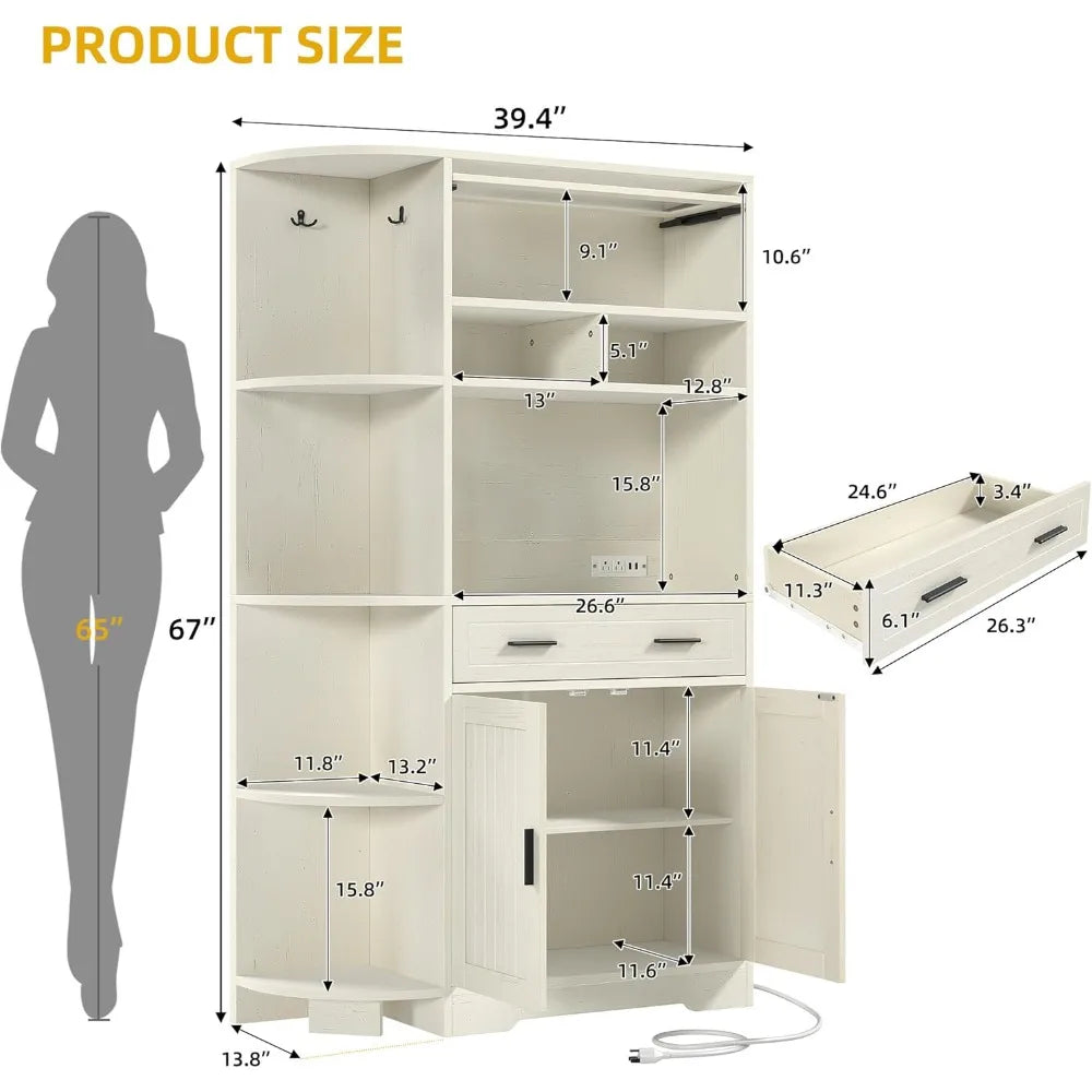 Farmhouse-Style Kitchen Pantry Cabinet with Drawers