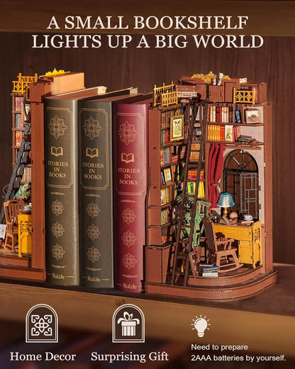 DIY Wooden Miniture Reading Corner with Furniture